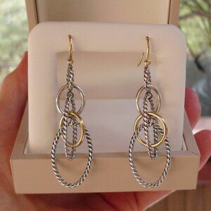 Retired David Yurman Mobile Links Dangle Earrings - 18K/925 - French Wire
